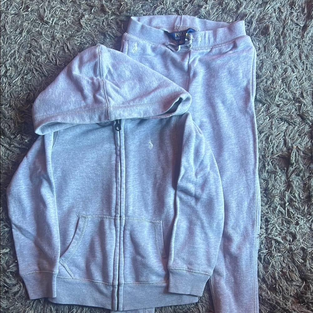 Kids Polo Ralph Lauren Gray Hoodie and Sweatpants Set (Size 5)